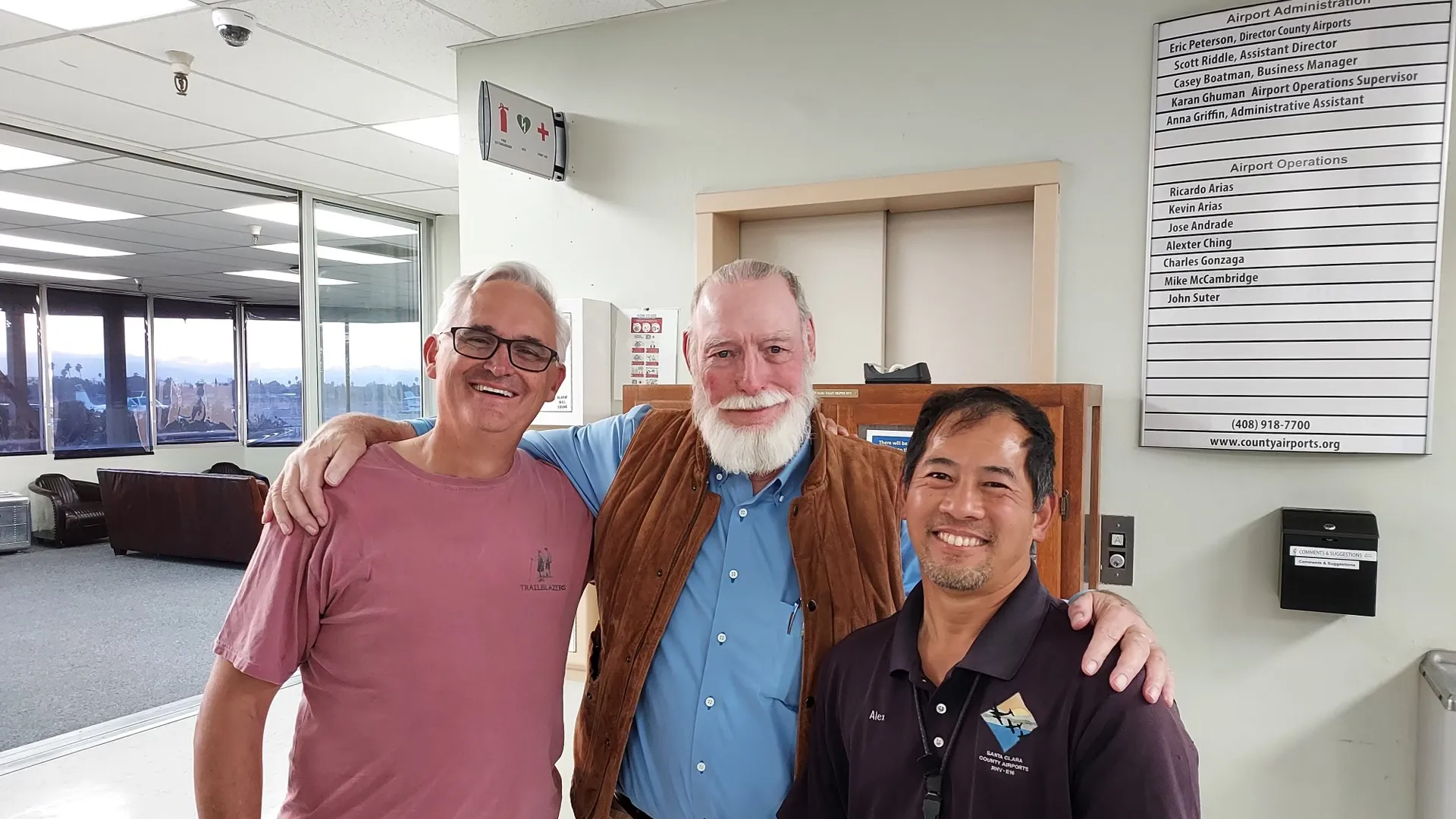 Eric Peterson, George Braly, &#x26; Alexter Ching at the end of a long &#x26; busy day at Reid Hillview Airport